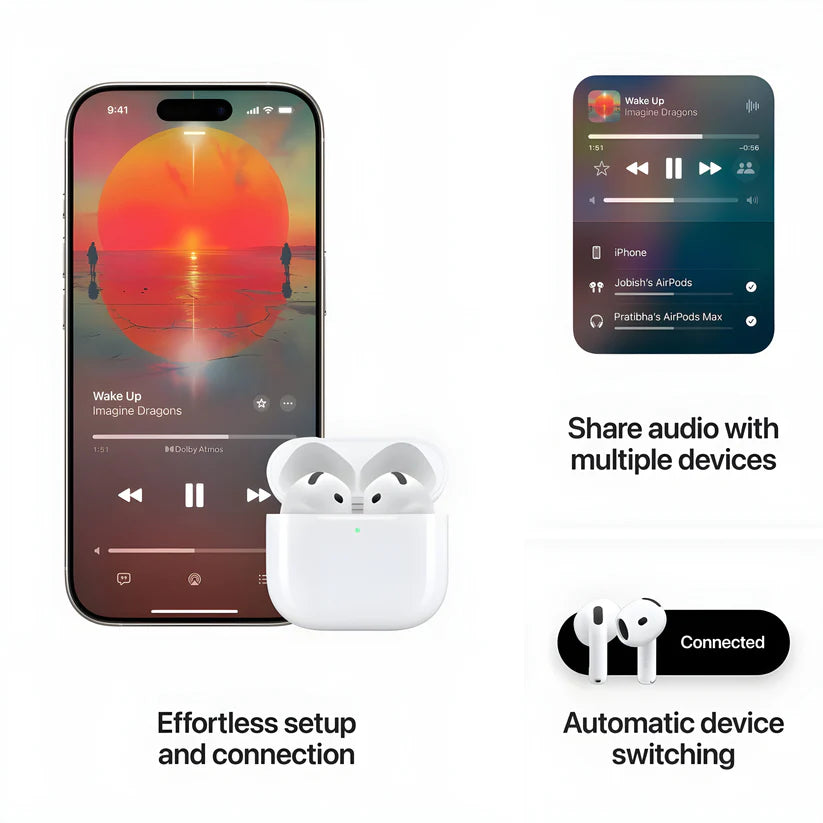 Air Pod 4th Generation with MagSafe Wireless Charging Case and Adaptive Audio with Immersive Audio Experience