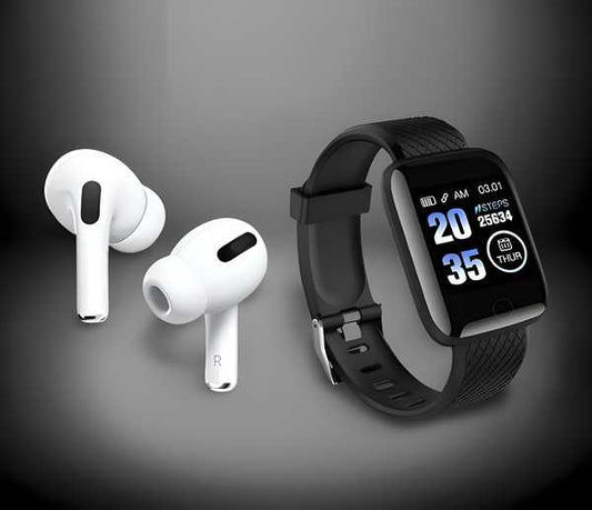 Truly Wireless Bluetooth Earbuds & D116 Smart Watch